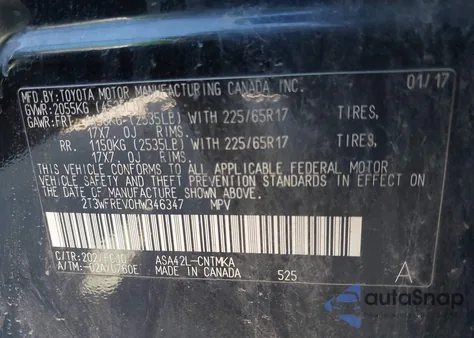 2017 Toyota Rav4 Xle из США, поврежденный, VIN 2T3WFREV0HW346347